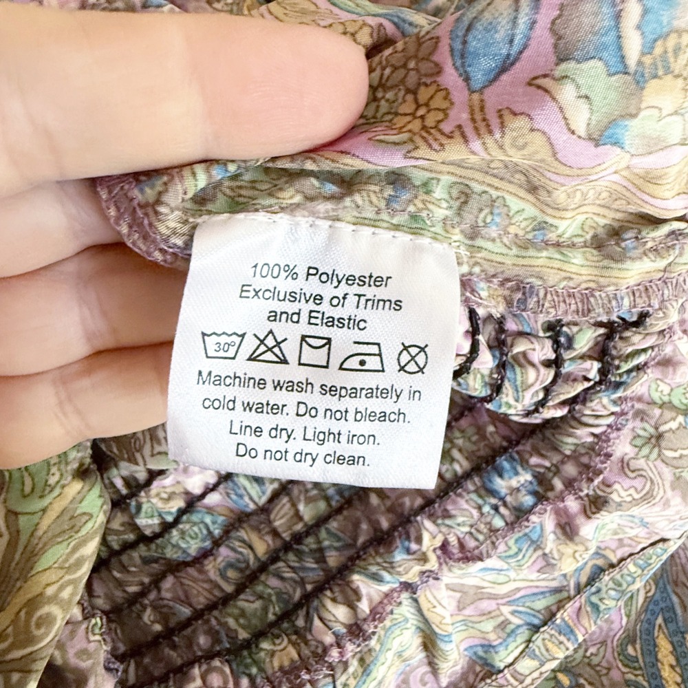 Earthbound Paisley Crop Top Medium Boho Bell Sleeve Tie Front Hippie Festival - Picture 8 of 8